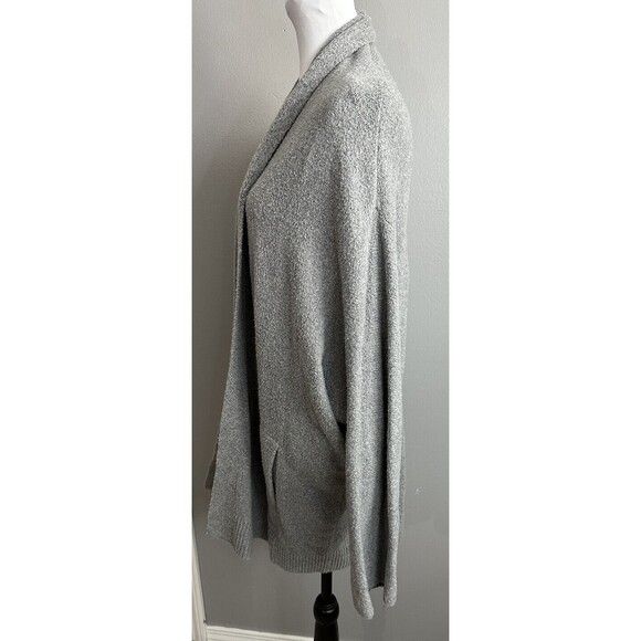 Vince Womens L Gray Open Front Cardigan Sweater Long Sleeve Pocket Soft Coatigan - Picture 2 of 7